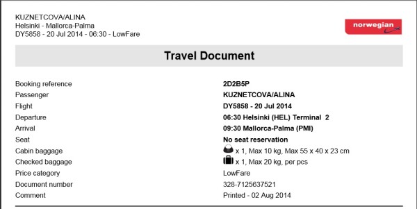 norwegian air checked baggage