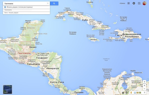 Гватемала на карте Южной Америки