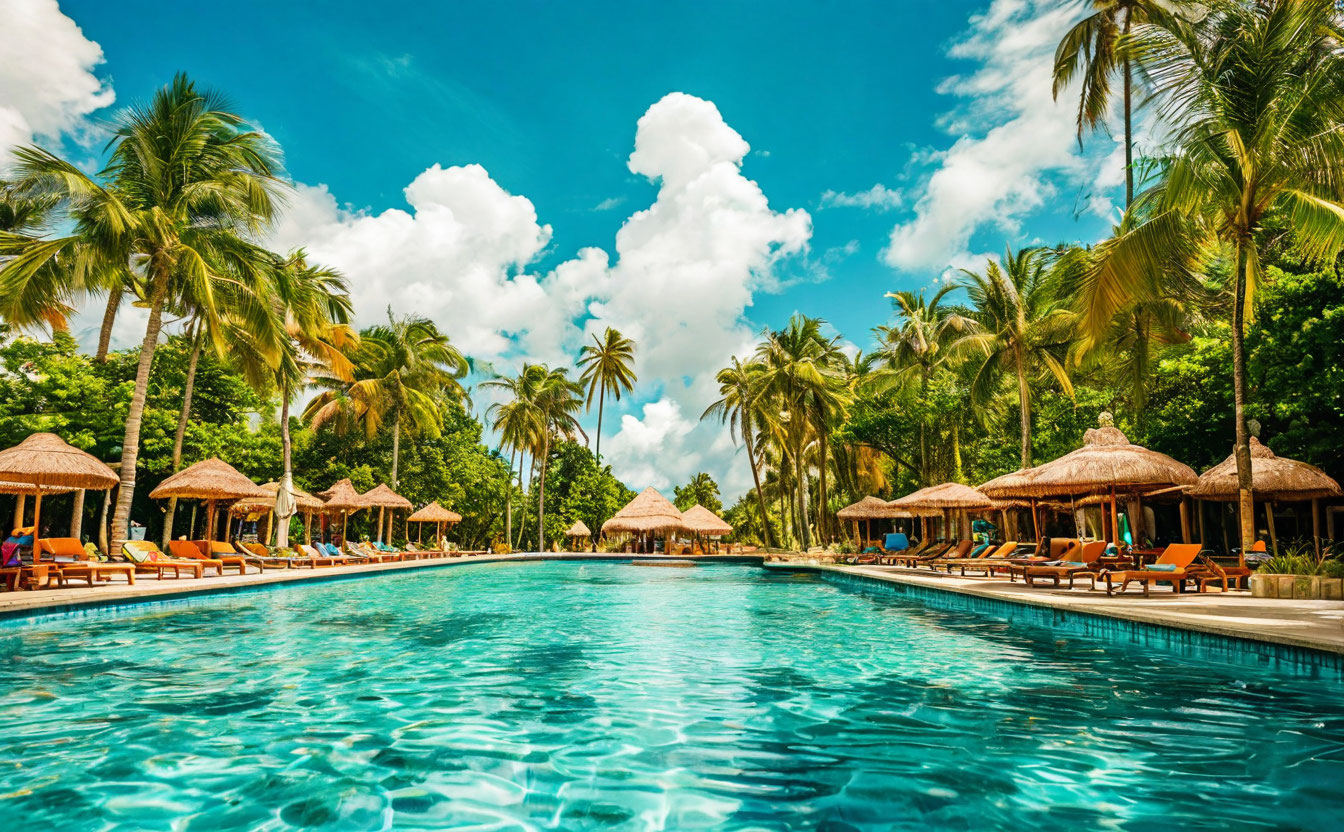 Карибский пляж Доминиканы, рыбацкие лодки у берега на закате