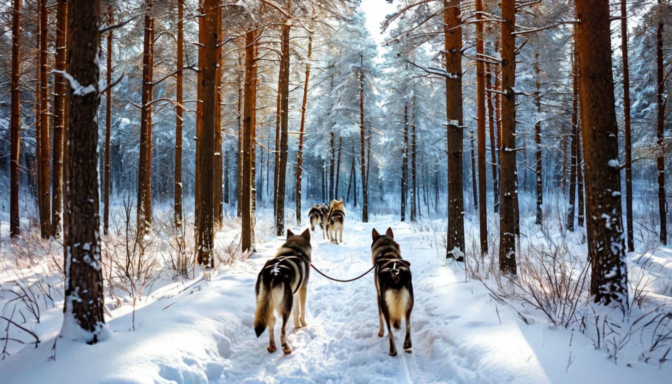 Катание на хаски в Карелии