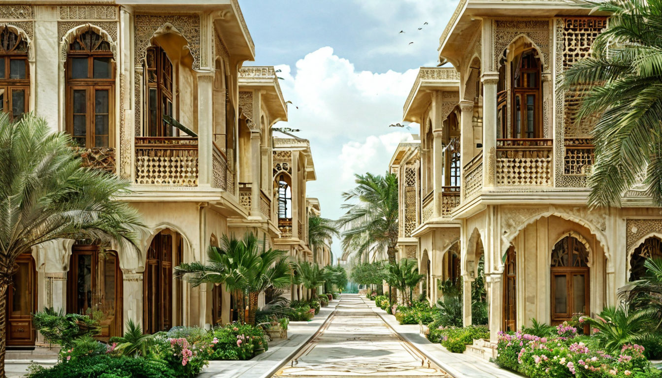 Жемчужная тропа Мухаррак Бахрейн, традиционные арабские дома с резными балконами