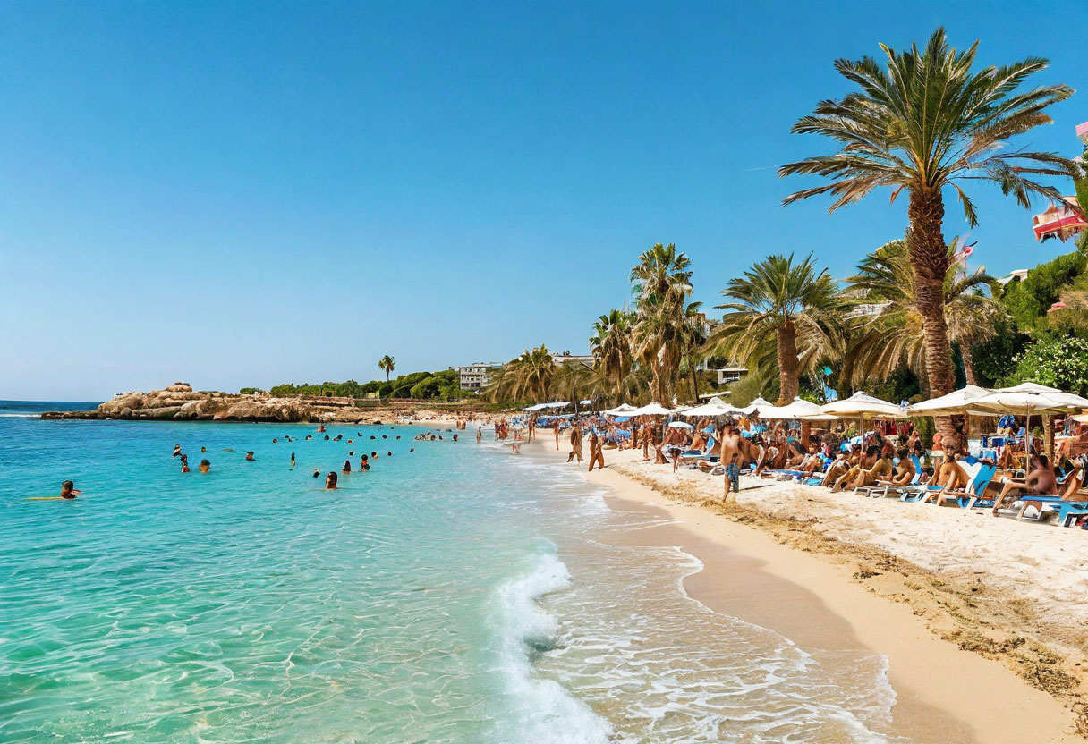 Пляж Нисси Айя-Напа Кипр белый песок бирюзовая вода