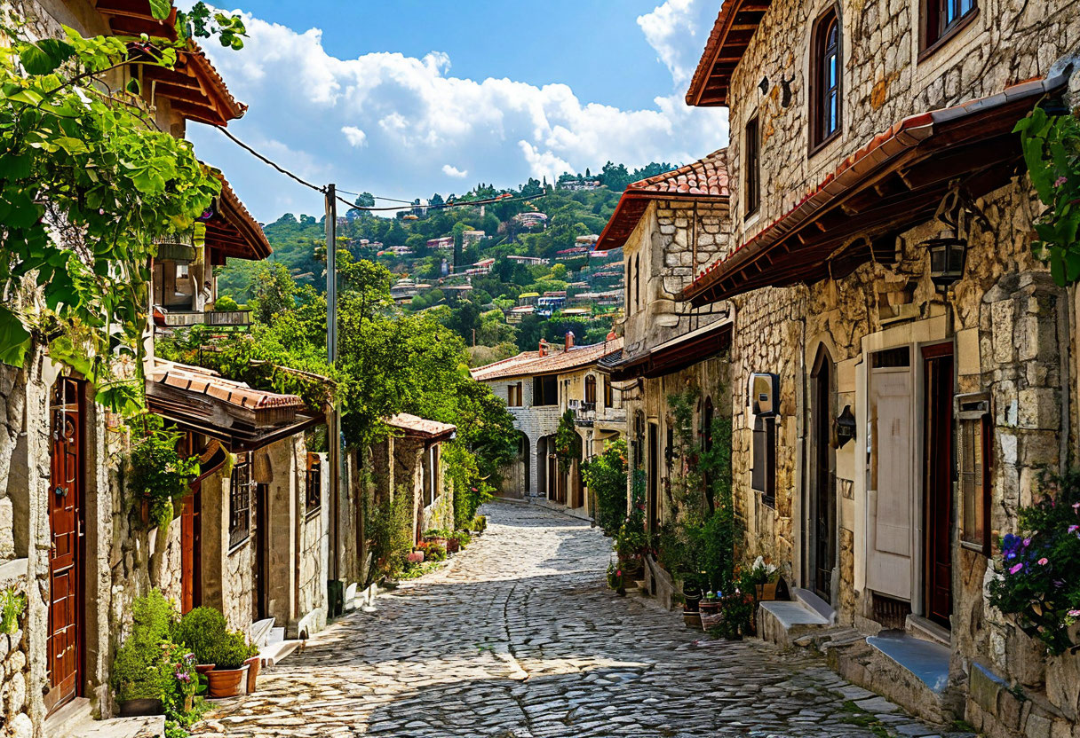 Деревня Омодос Троодос Кипр мощёные улочки