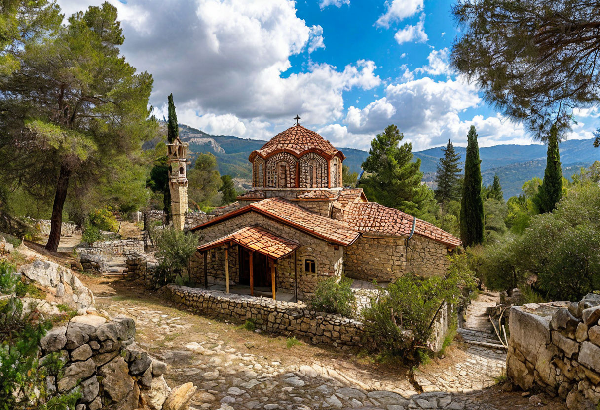 Горы Троодос Кипр сосновый лес и византийские церкви