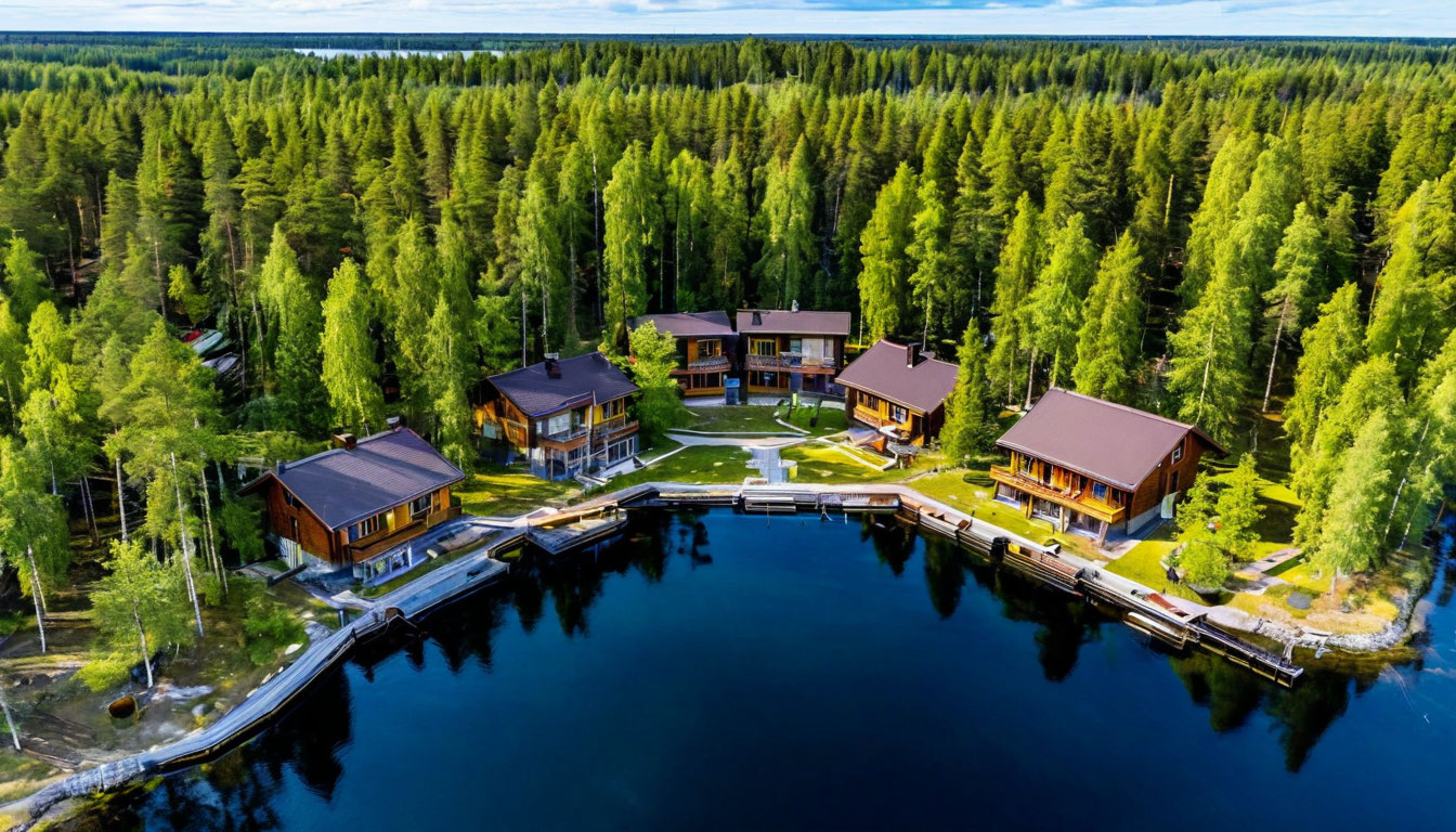 Озёрный край Финляндия Сайма летом коттеджи мёкки