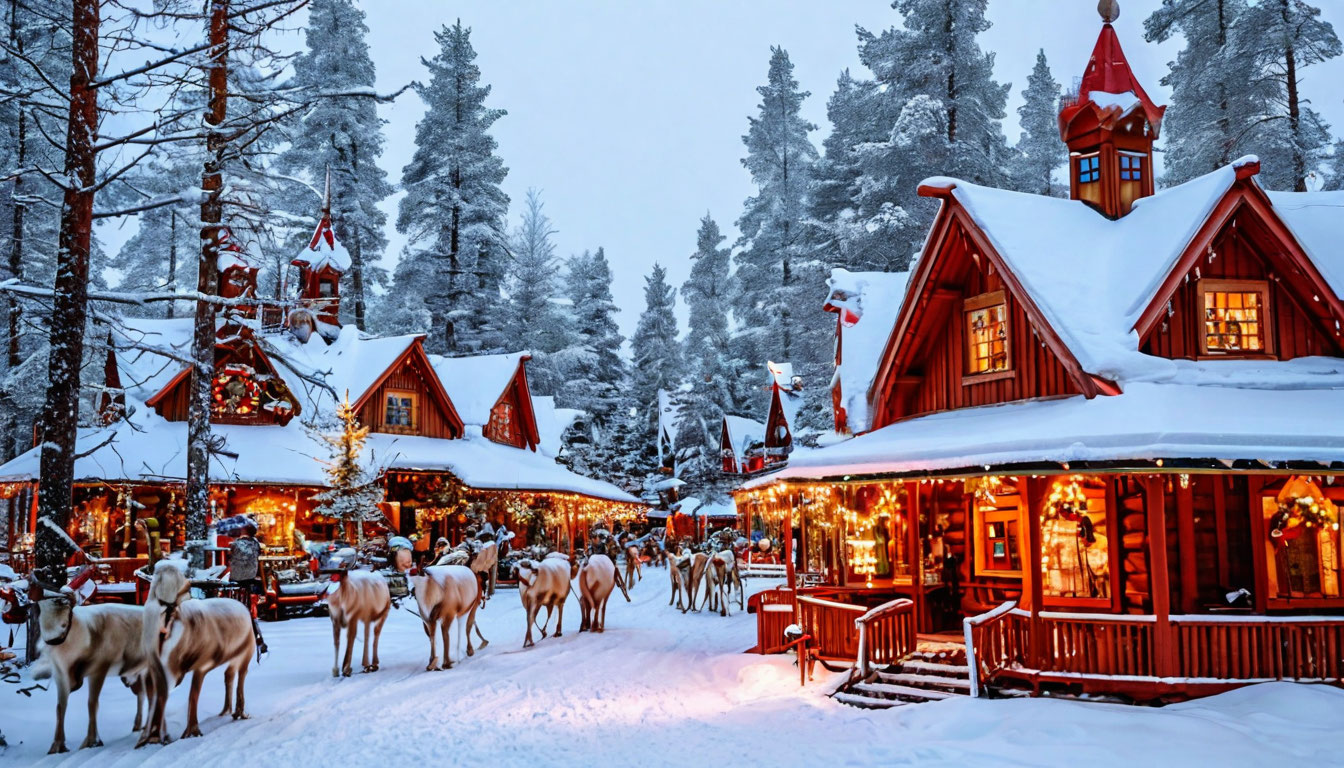 Деревня Санта-Клауса Рованиеми Финляндия зима