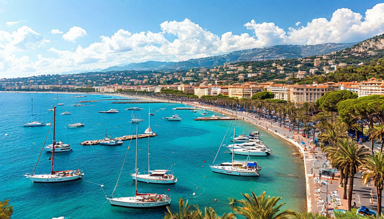 Лазурный берег Ницца Франция Promenade des Anglais Средиземное море