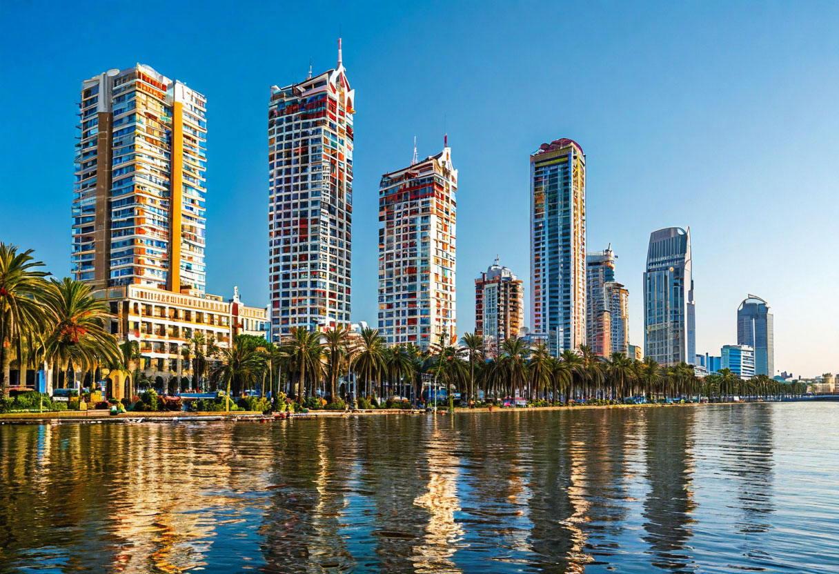 Батуми Грузия набережная Чёрное море современная панорама