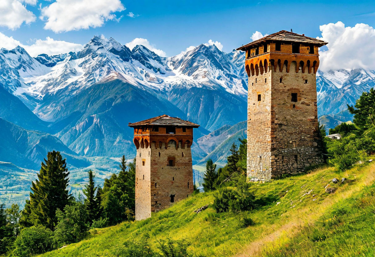 Местиа Сванетия Грузия древние каменные башни в горной долине