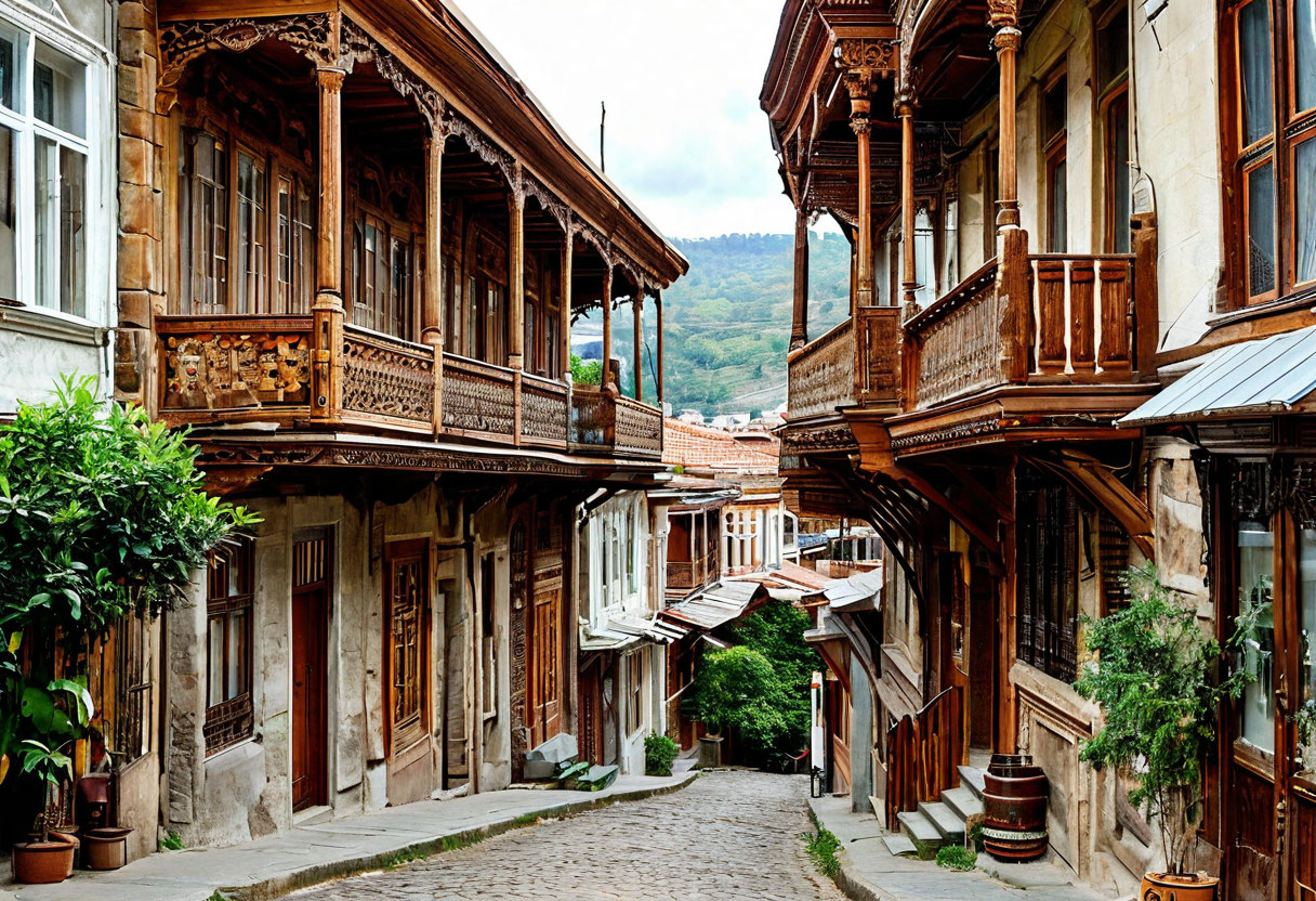 Старый Тбилиси Грузия резные деревянные балконы традиционные дома