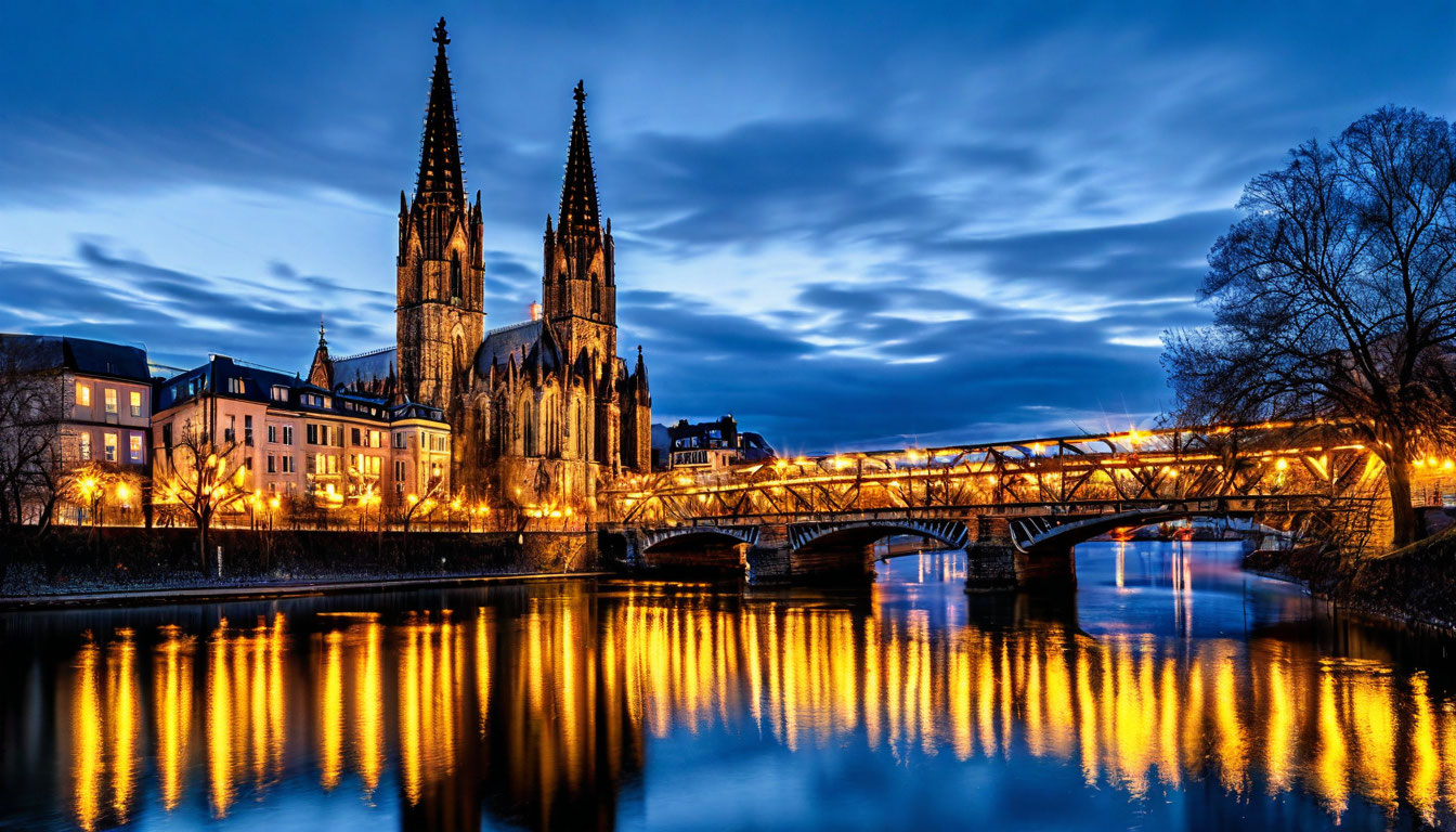 Кёльнский собор Германия готическая архитектура Рейн