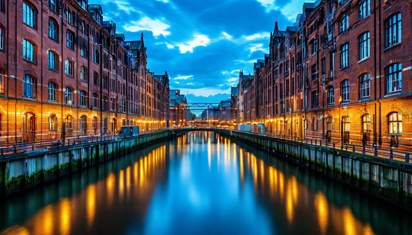 Шпайхерштадт Гамбург Германия кирпичные склады каналы