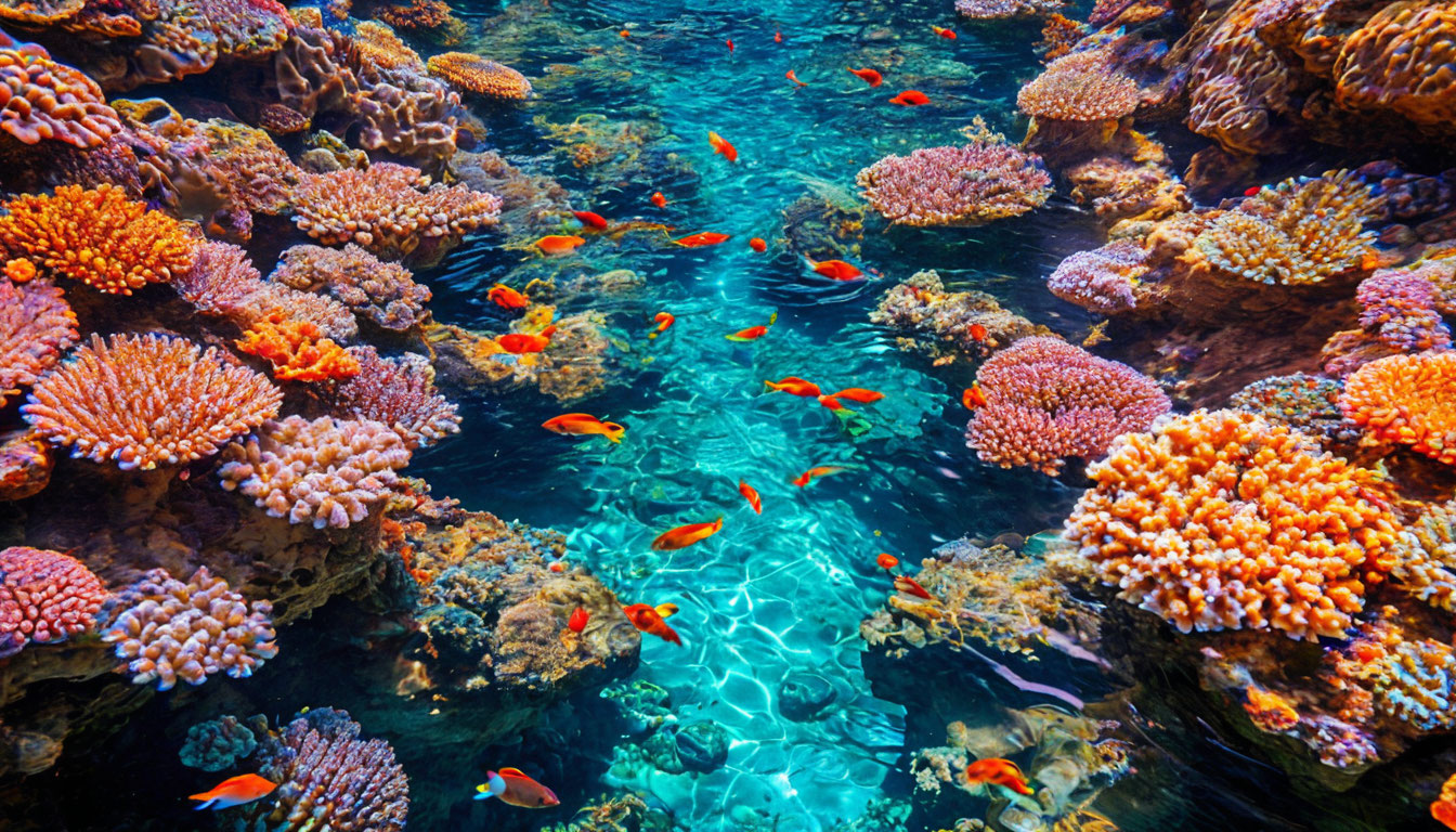 Коралловый риф Красного моря в Эйлате, подводный мир Израиля