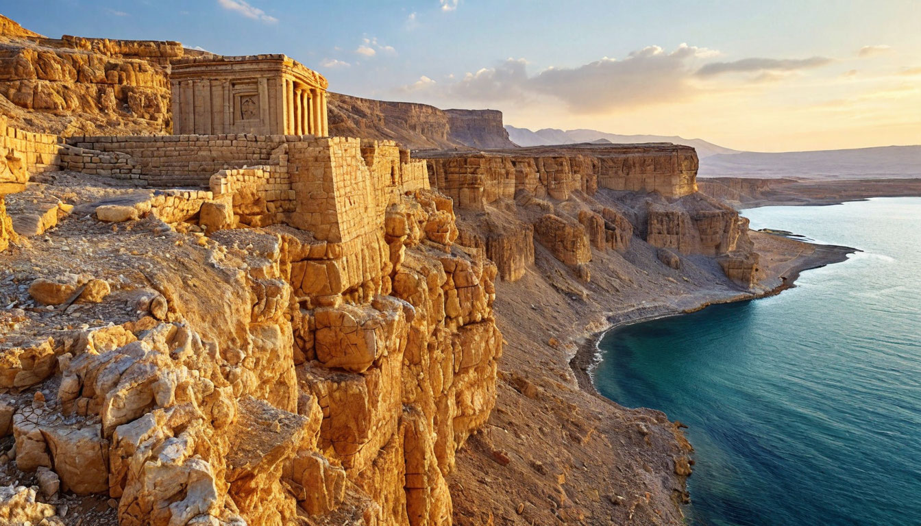 Масада Израиль, крепость на скале в иудейской пустыне