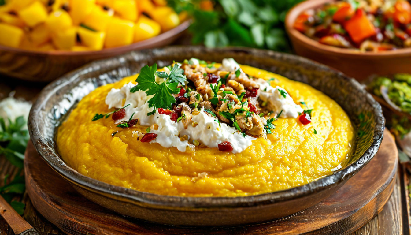 Молдавская кухня, мамалыга с брынзой