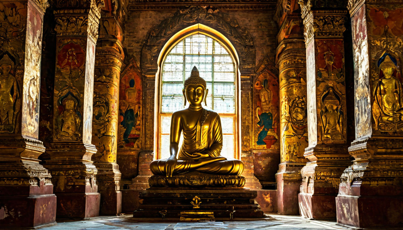 Воздушный шар над Баганом на рассвете, тысячи храмов внизу