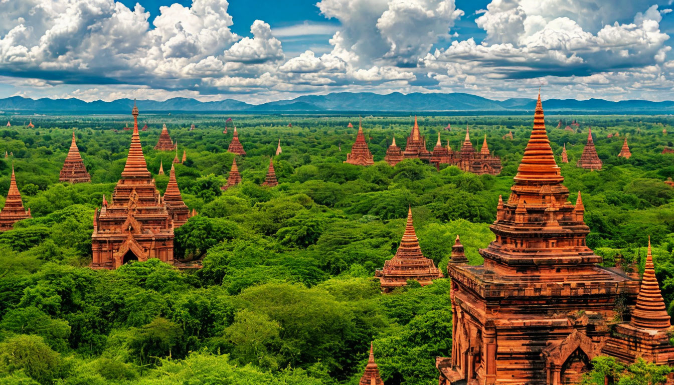 Баган с высоты, тысячи храмов на красной равнине Мьянмы