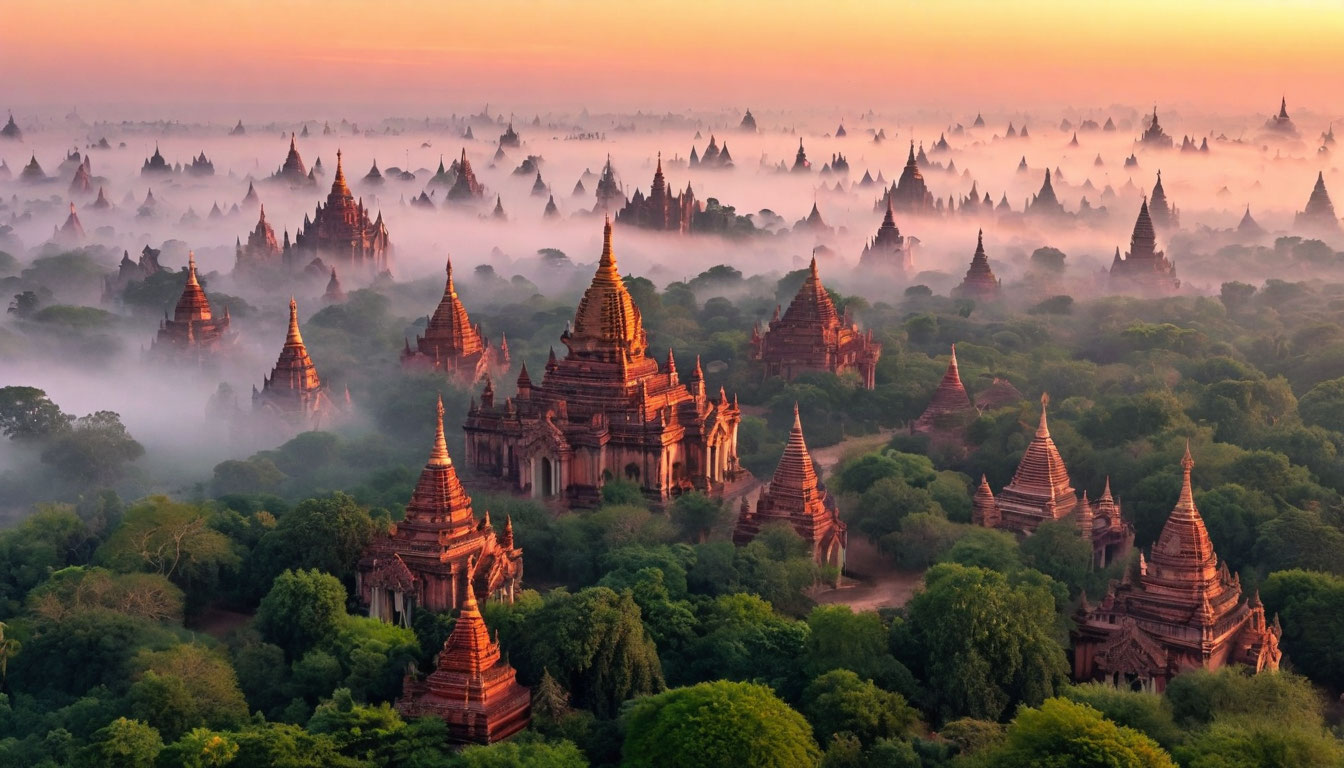 Храм Ананда в Багане, интерьер с золотым Буддой XI века