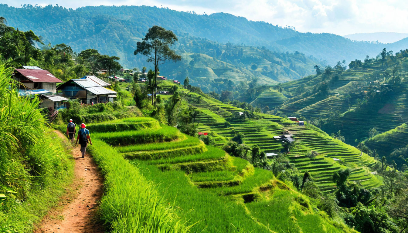Трек Калау Инле через холмы Шан, зелёные террасы