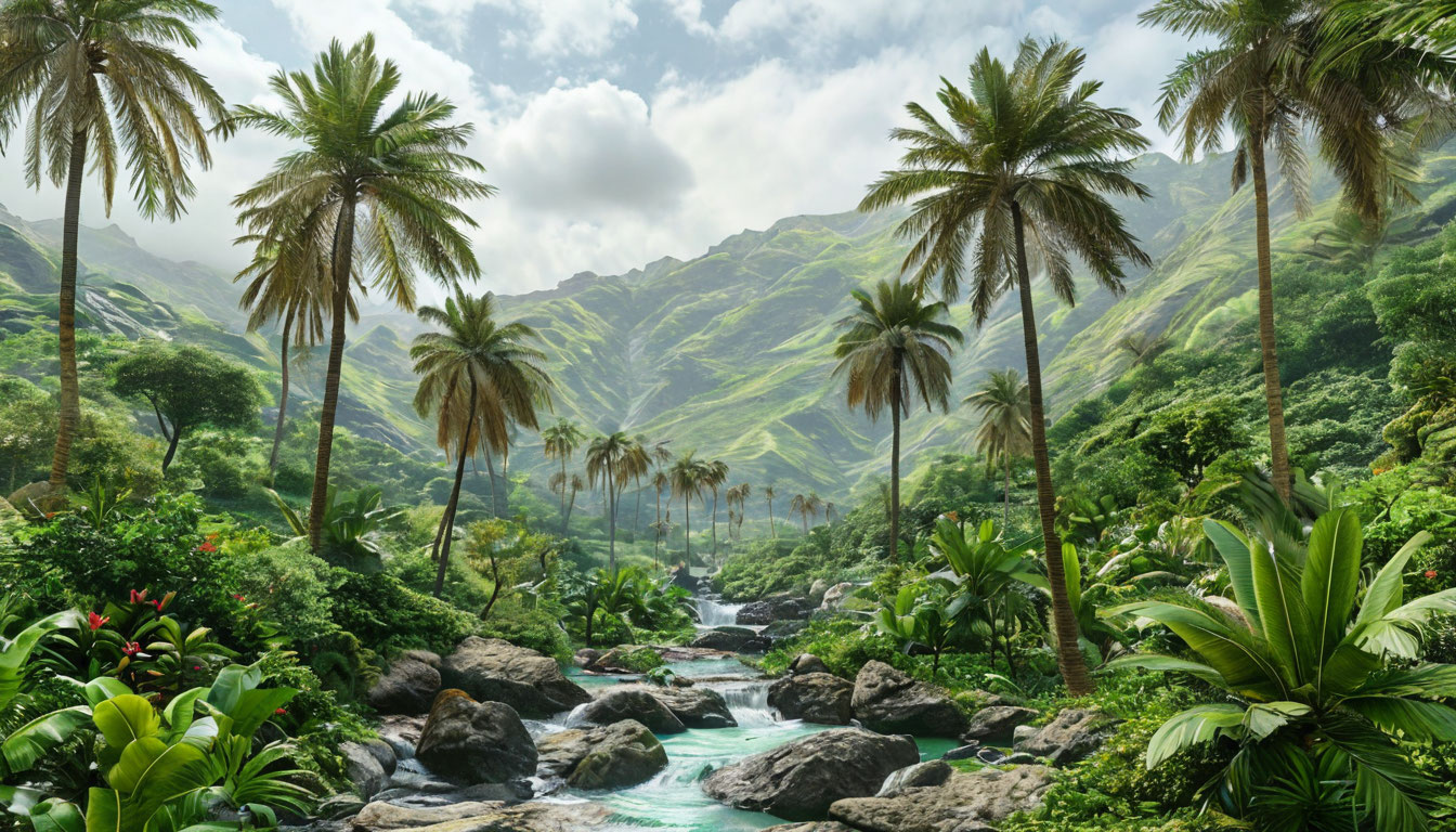 Салала Оман, зелёные холмы Дофара после муссона хариф, водопады и кокосовые пальмы