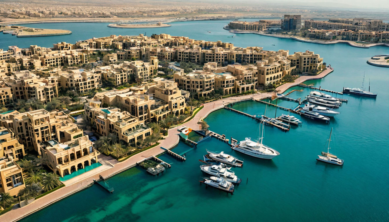 Жемчужный остров Перл-Катар Доха, искусственный остров с яхтами и виллами