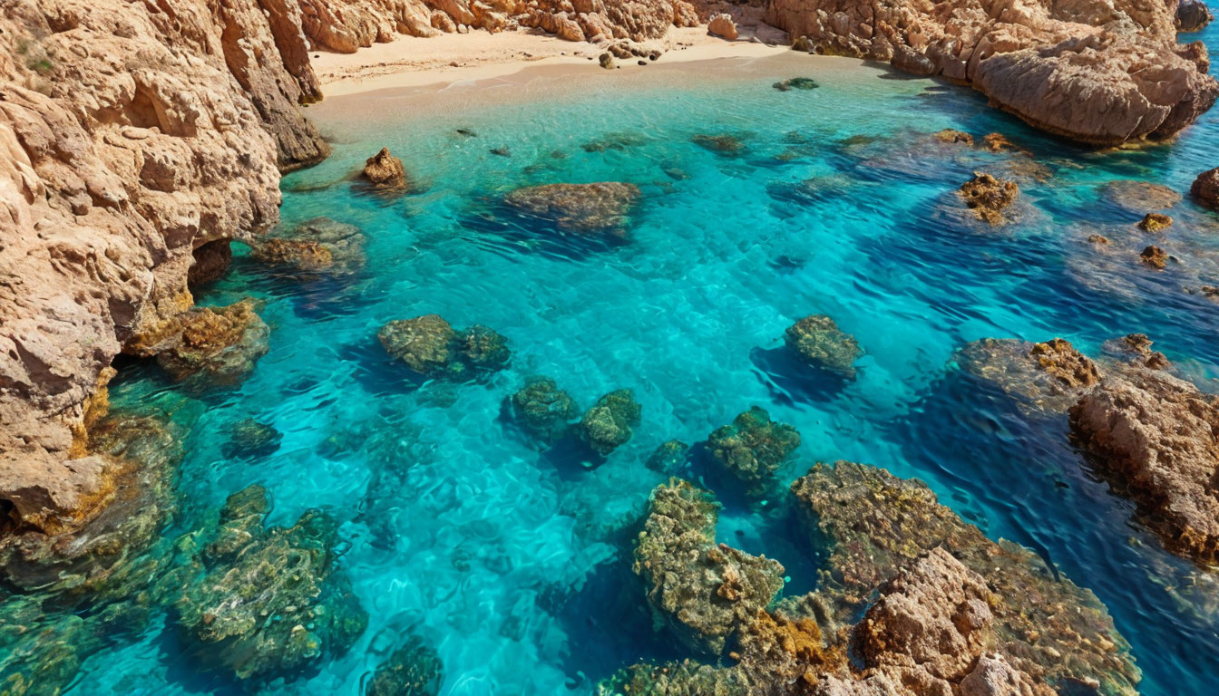 Красное море Саудовская Аравия, бирюзовая вода и коралловый риф у пляжа Шарма