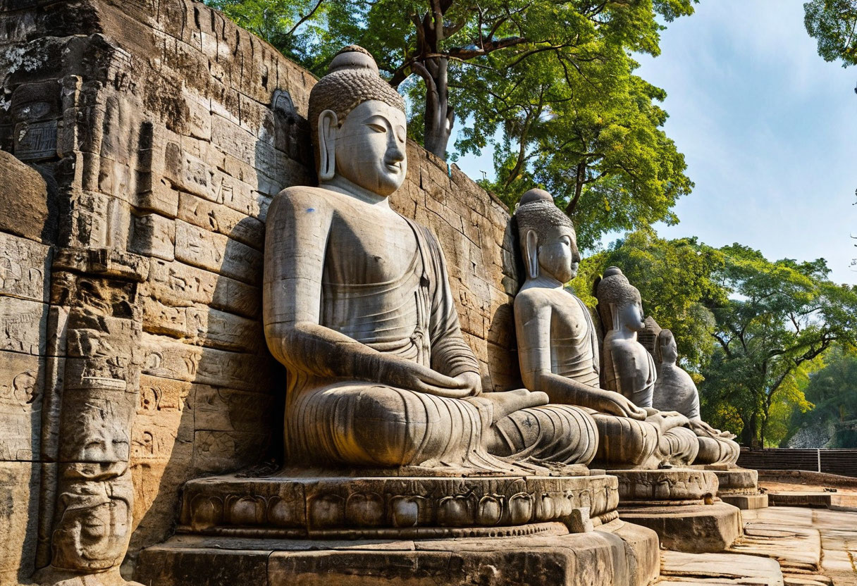 Гал Вихара Полоннарува Шри-Ланка статуи Будды в граните