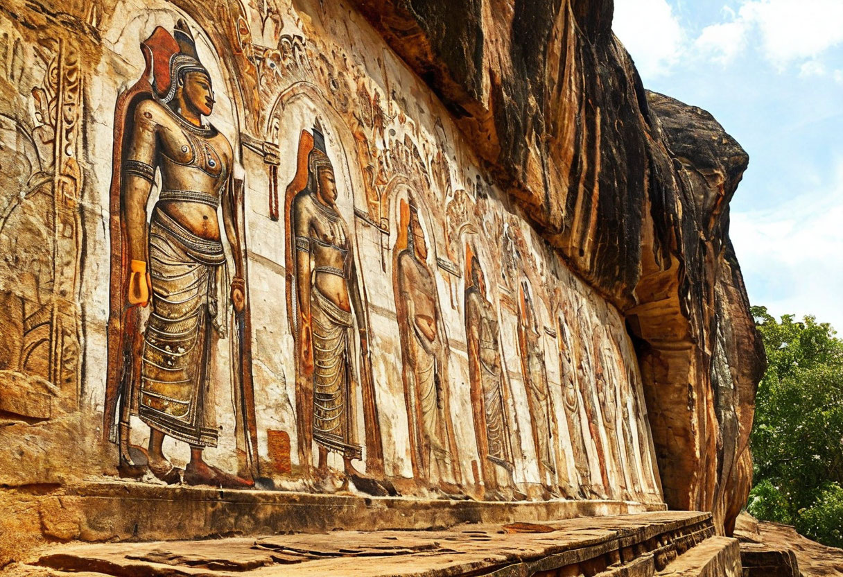 Фрески Сигирии Шри-Ланка древние росписи небесных дев