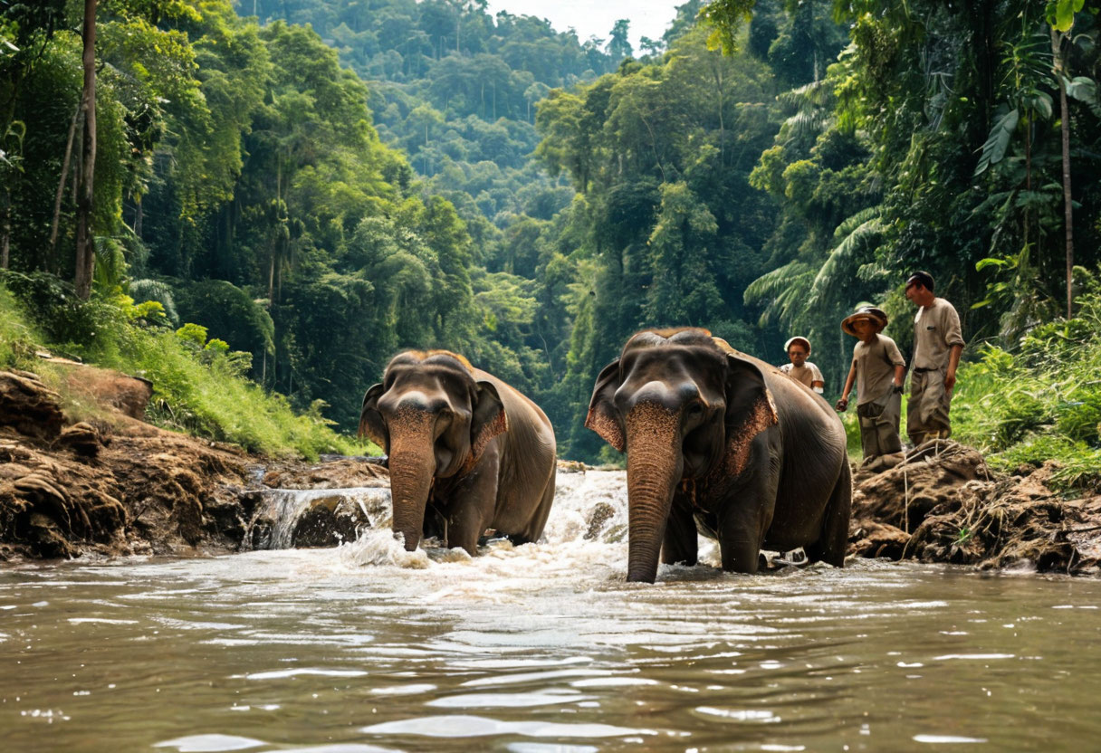Этические слоны в заповеднике Чиангмай Таиланд