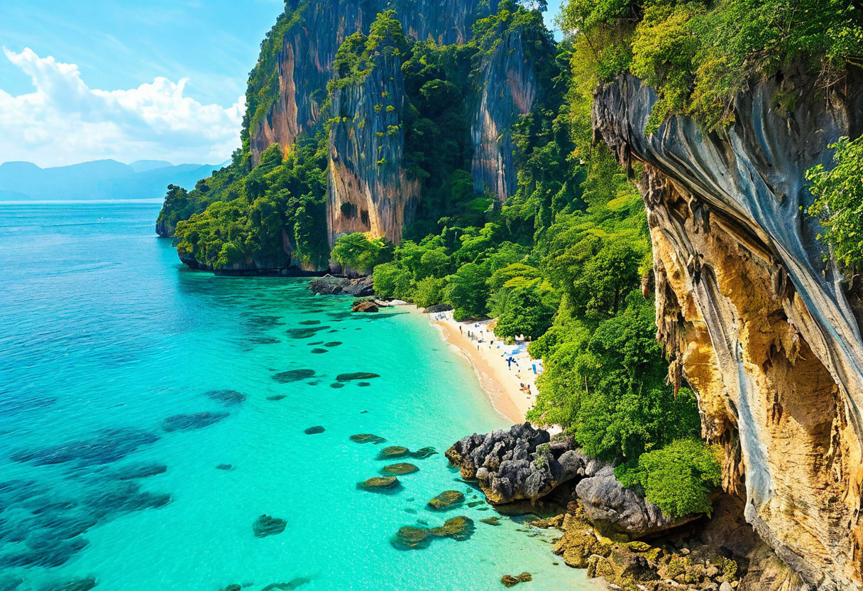 Скалолазание на пляже Рейлей Краби Таиланд карстовая стена