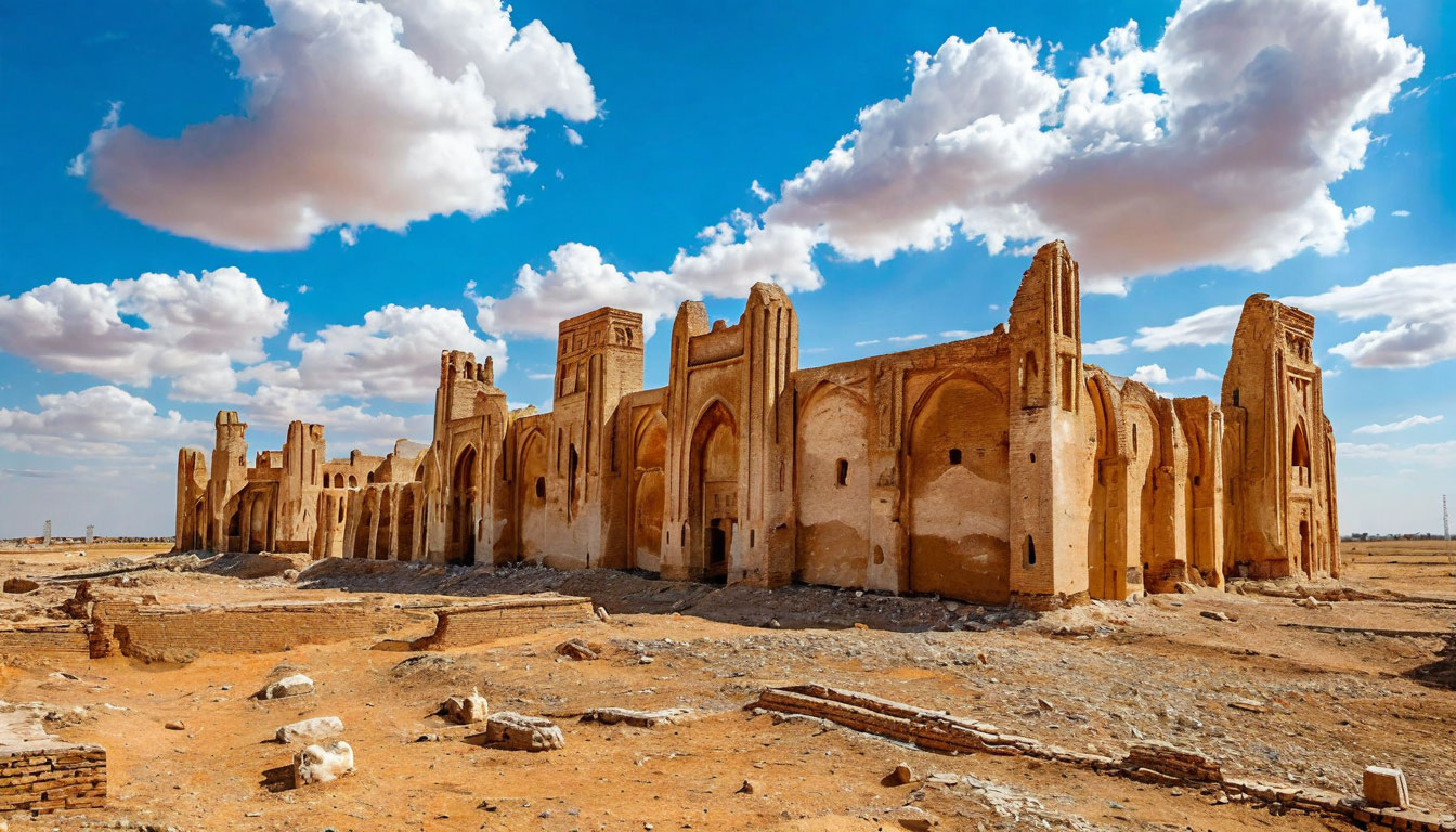 Ашхабад ночью, подсвеченные мраморные здания столицы Туркменистана