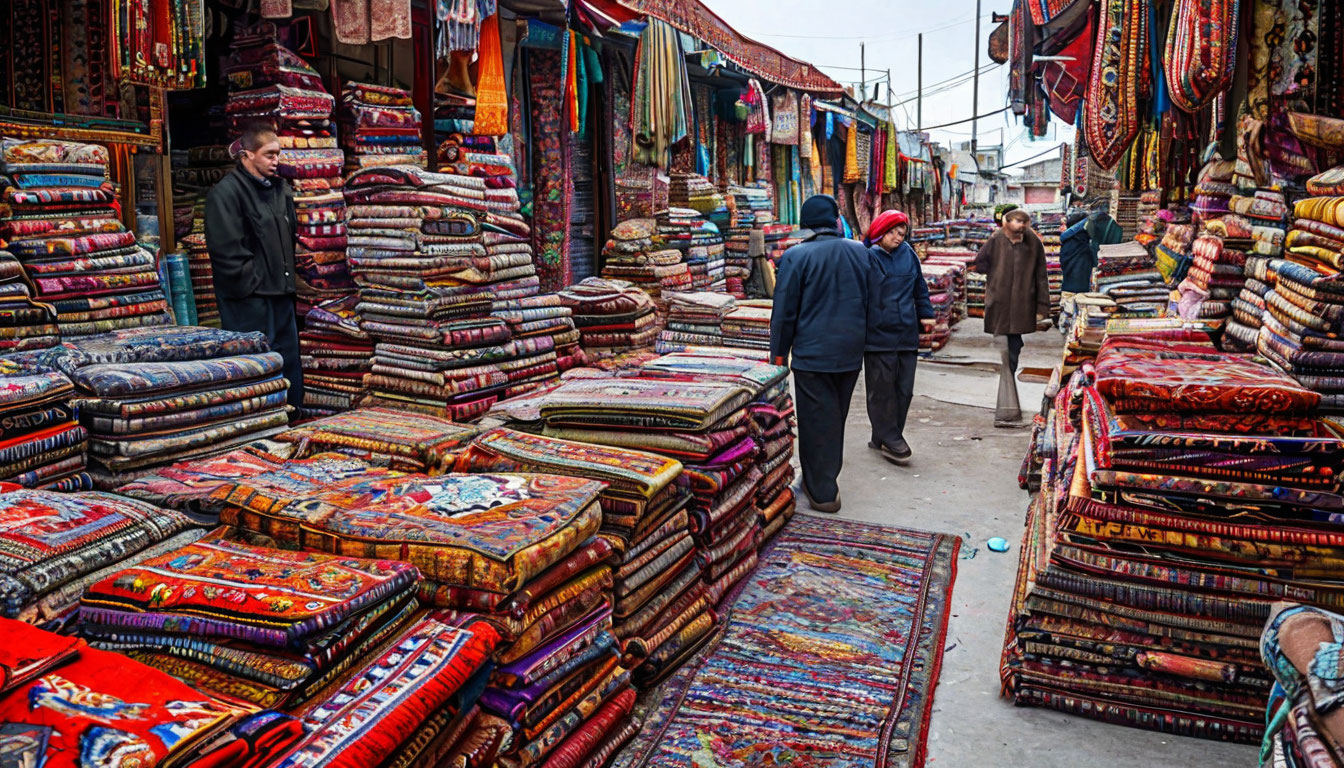 Рынок Толкучка Ашхабад Туркменистан, туркменские ковры и восточный базар