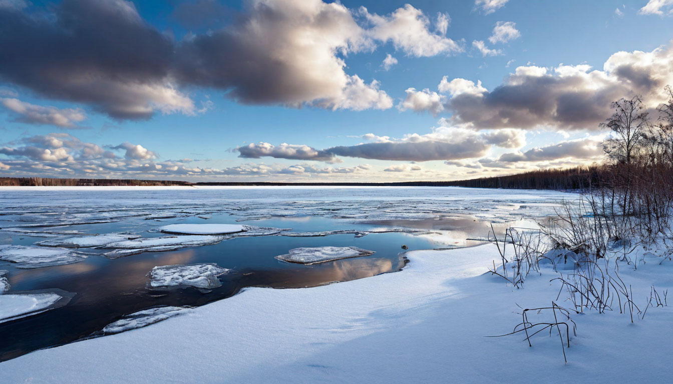 Финский залив зимой у горнолыжного курорта Туутари Парк: ледяные торосы