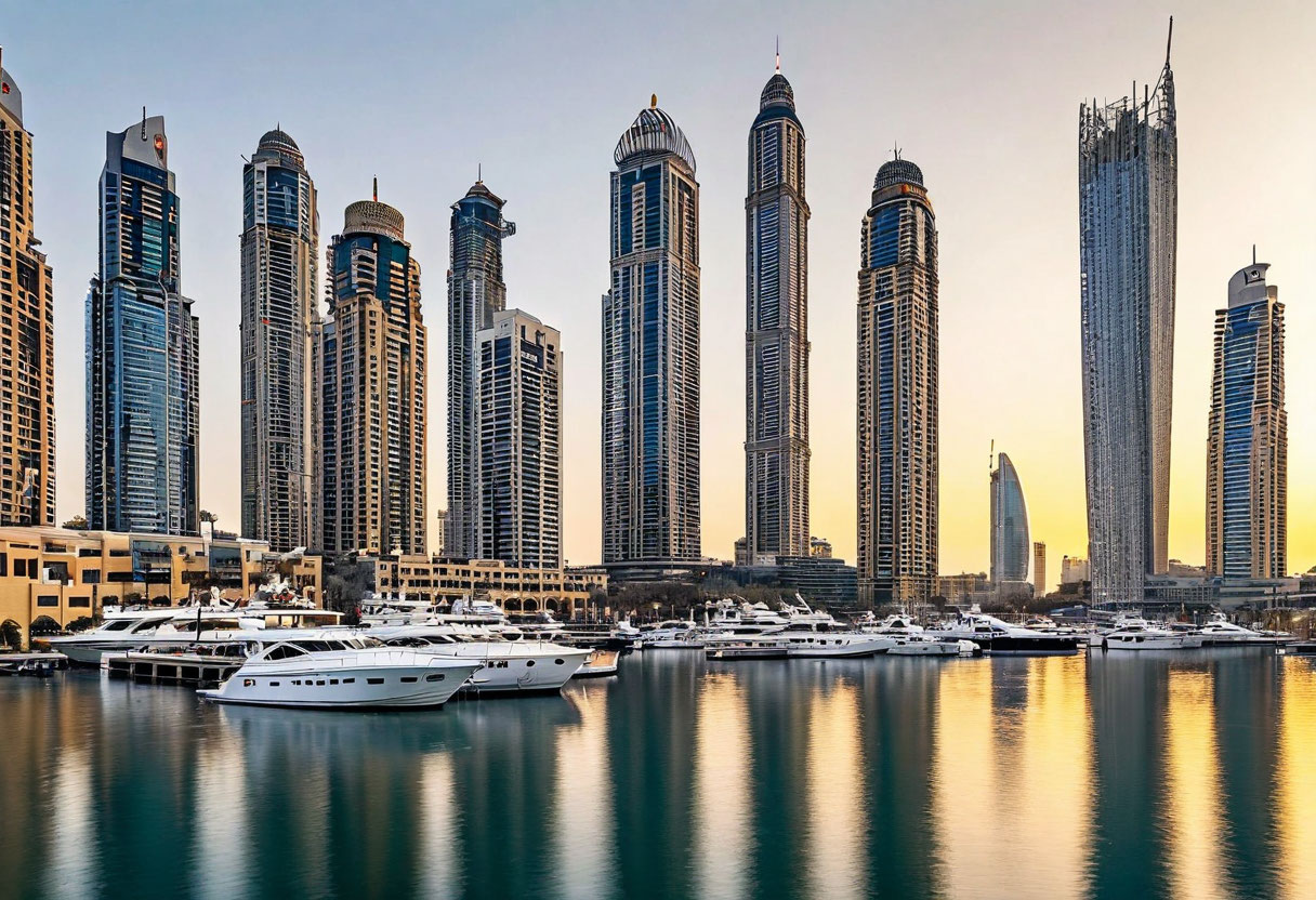 Дубай Марина ОАЭ яхты и небоскрёбы
