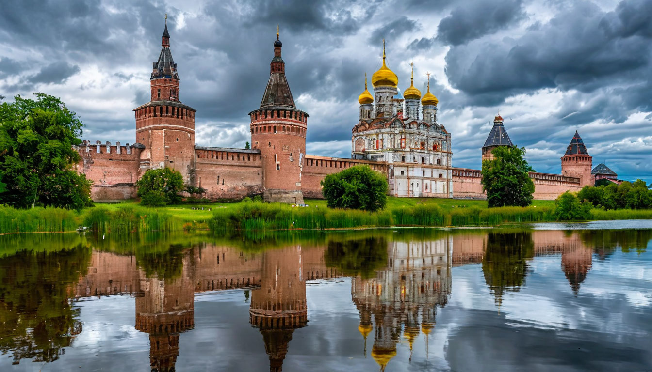 Кремль Ростова Великого отражается в озере Неро