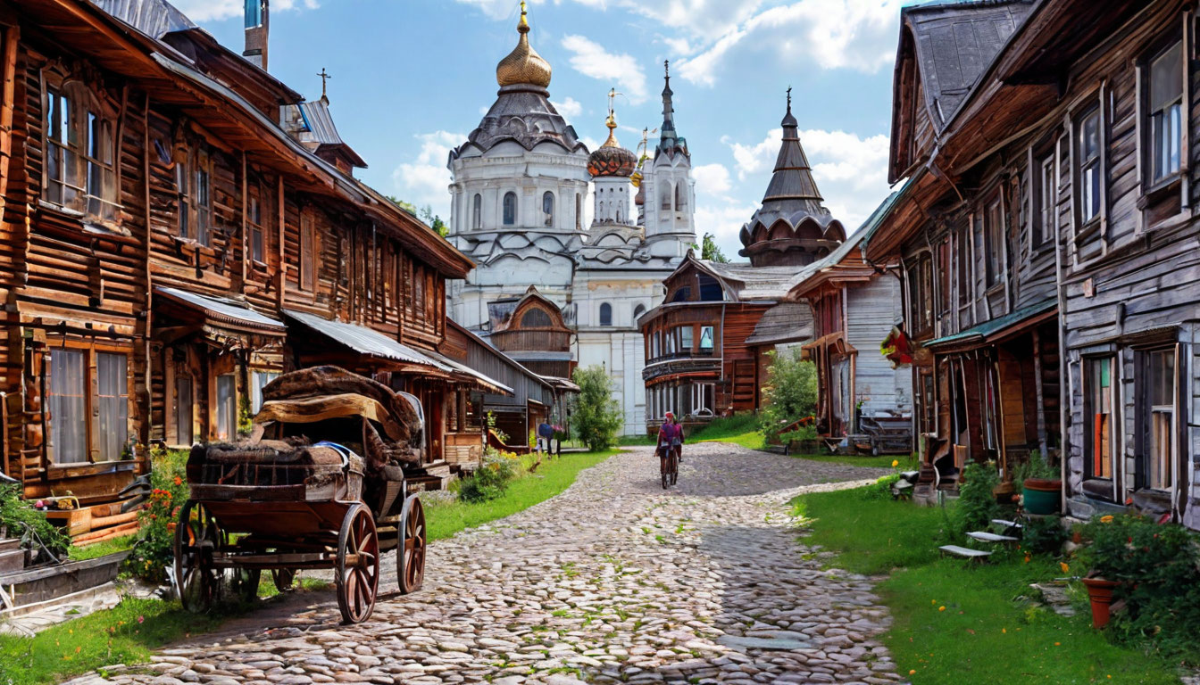 Тихая улица в Суздале, купеческие дома и монастыри
