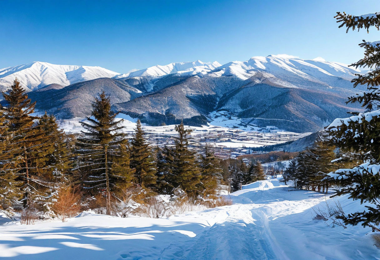 Панорама курорта Бакуриани зимой