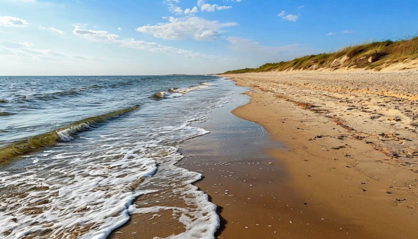 Пологий пляж Азовского моря