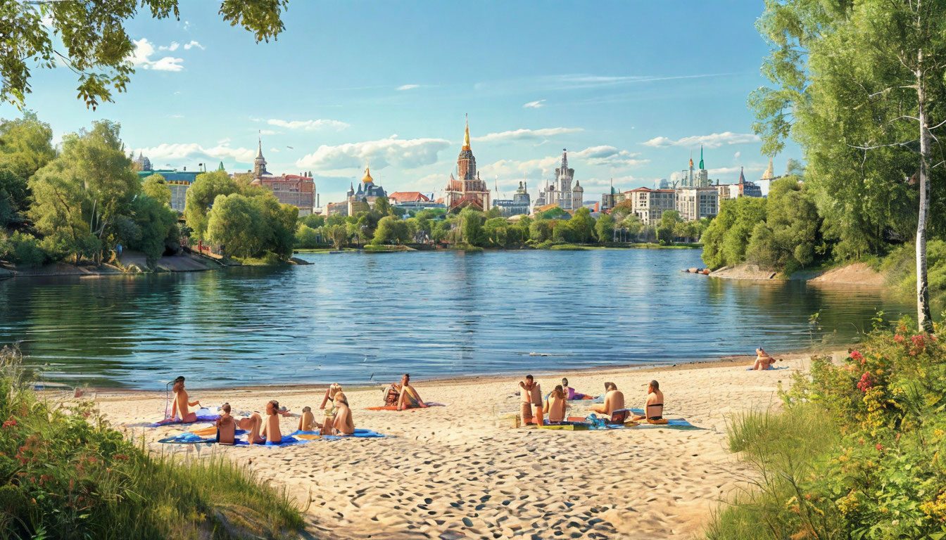 Речной пляж в России