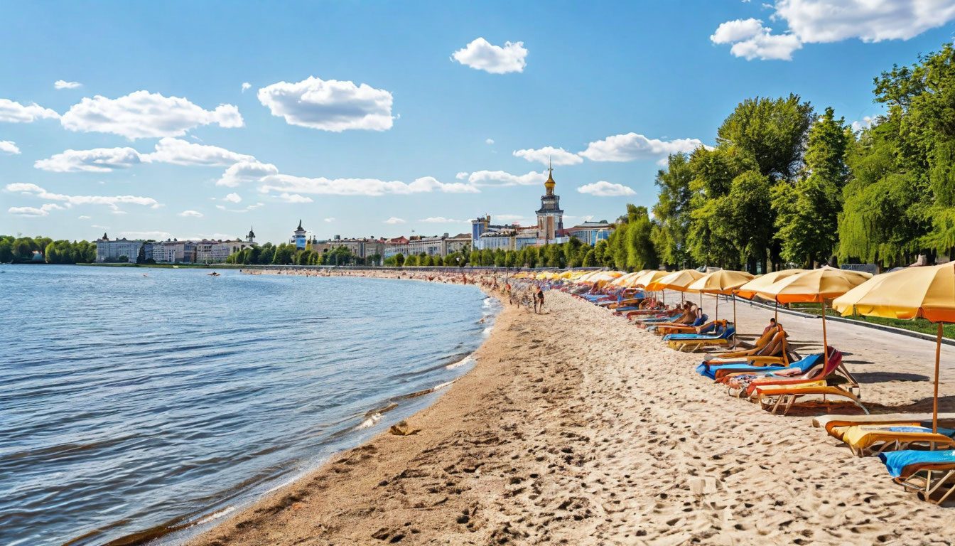 Городской пляж на Волге