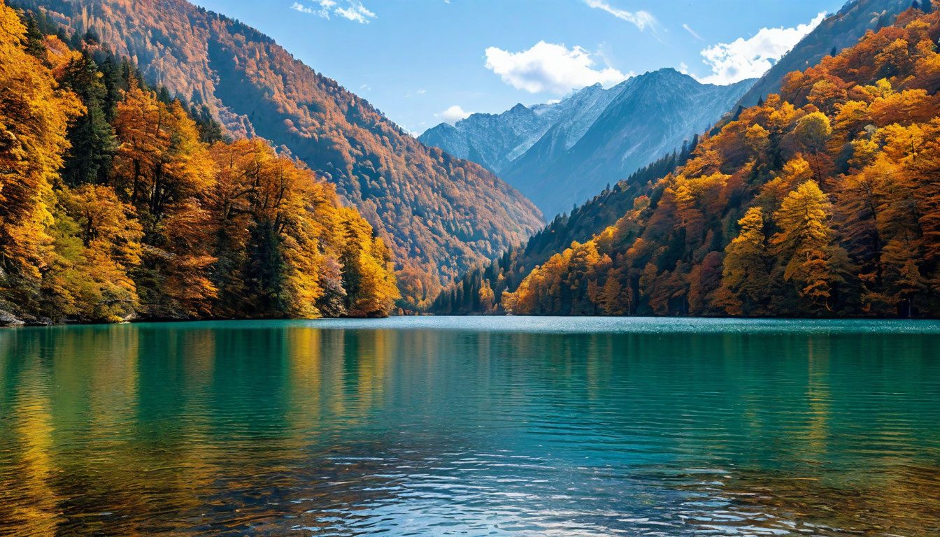 Озеро Рица осенью
