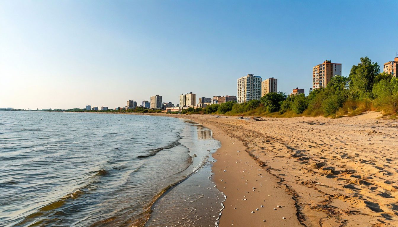 Пляж на острове у Волгограда