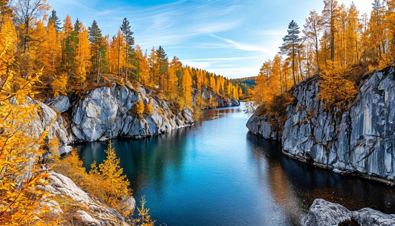 Рускеала осенью