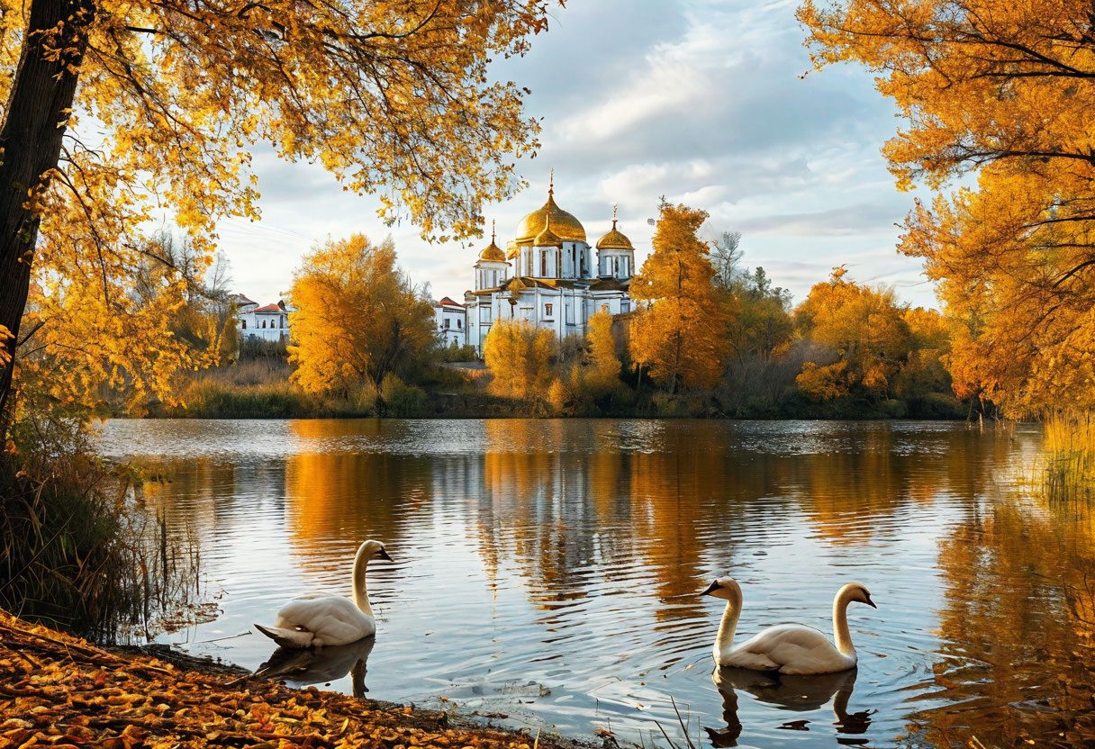 Городищенское озеро с лебедями