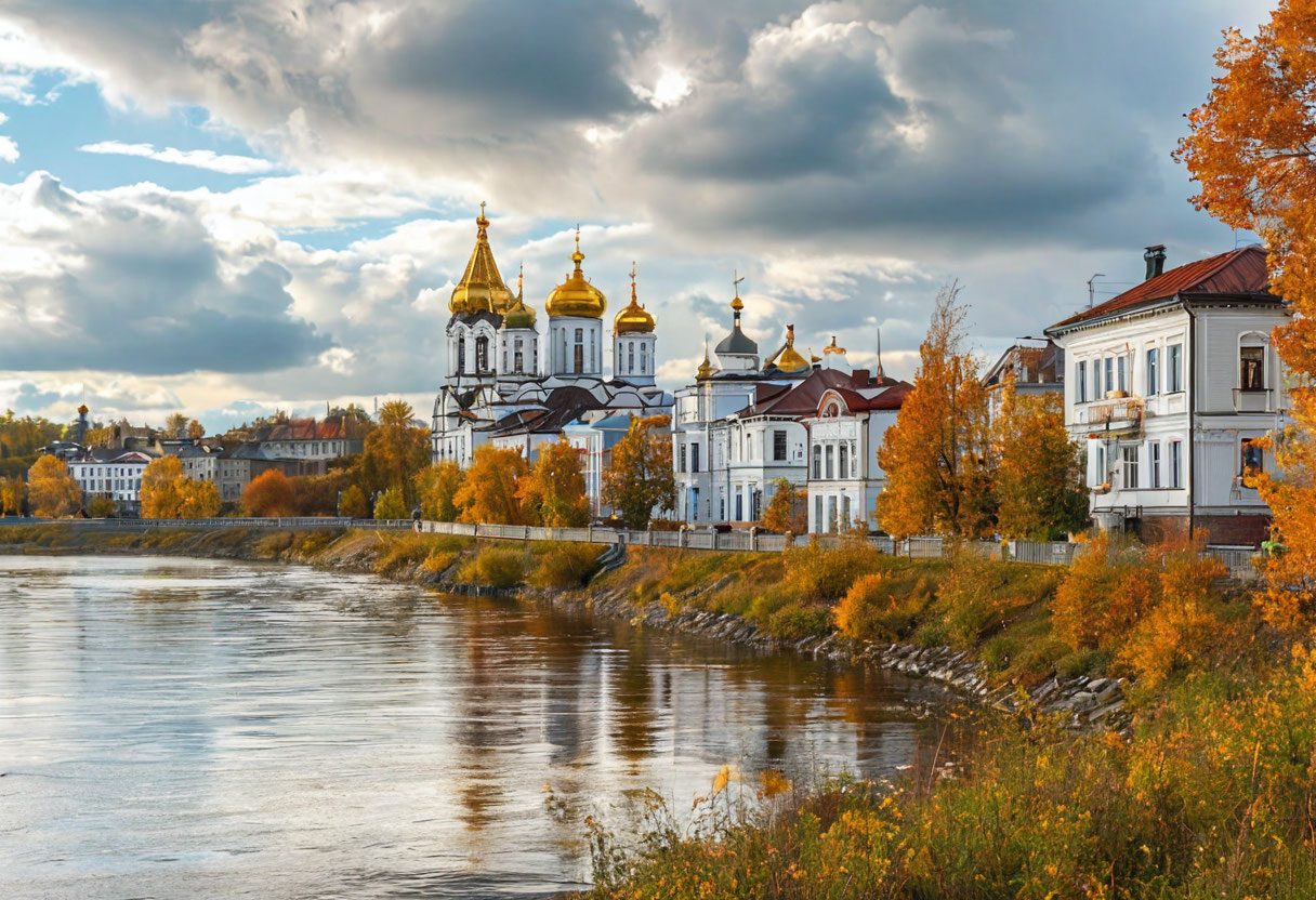 Волга и набережная Кимр