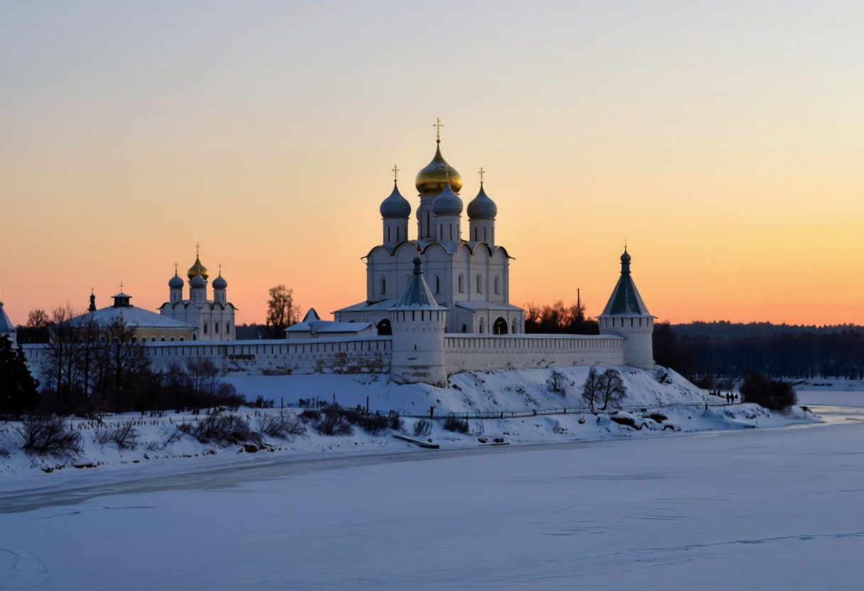 Белокаменный собор над замёрзшей Клязьмой