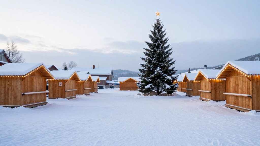 Новогодняя ярмарка в Переславле-Залесском: деревянные лотки и ёлка