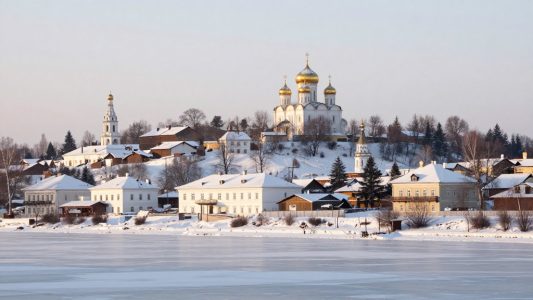 Гороховец на холмах над Клязьмой зимой