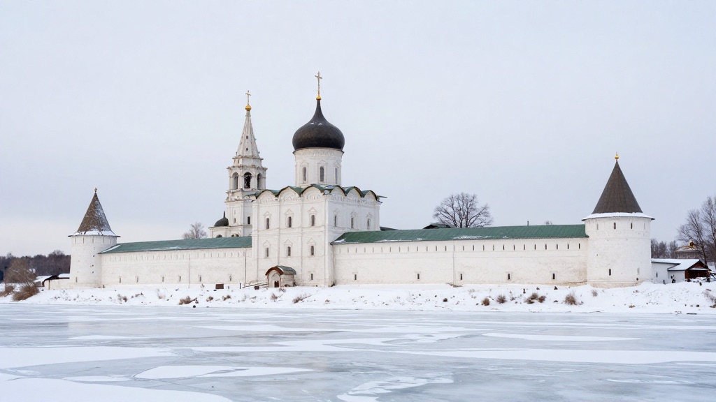 Троицкий Белопёсоцкий монастырь у Оки зимой