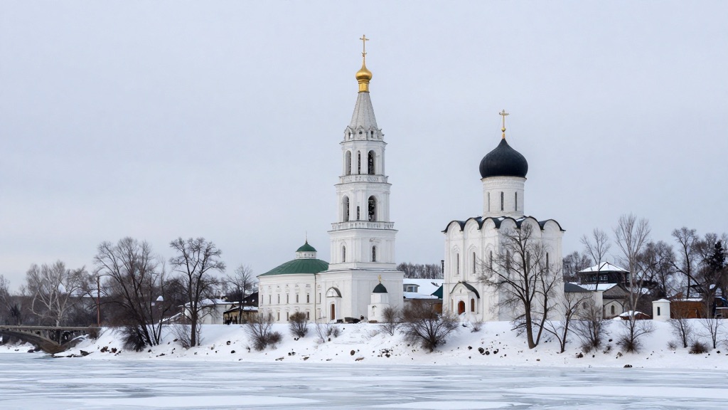 Троицко-Успенский соборный комплекс в Кинешме зимой